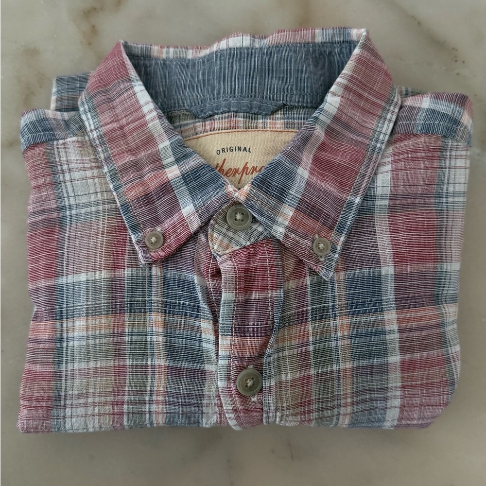 Red and Blue Casual Button Down Shirt
